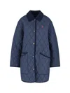 Polo Ralph Lauren Corduroy Collar Quilted Front Pockets Jacket In Blue