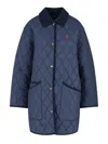 Polo Ralph Lauren Corduroy Collar Quilted Front Pockets Jacket In Blue