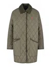 Polo Ralph Lauren Corduroy Collar Quilted Front Pockets Jacket In Gray