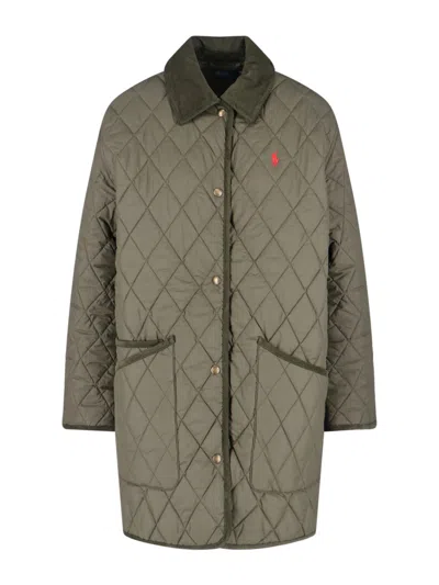 Polo Ralph Lauren Green Quilted Velvet Collar Jacket