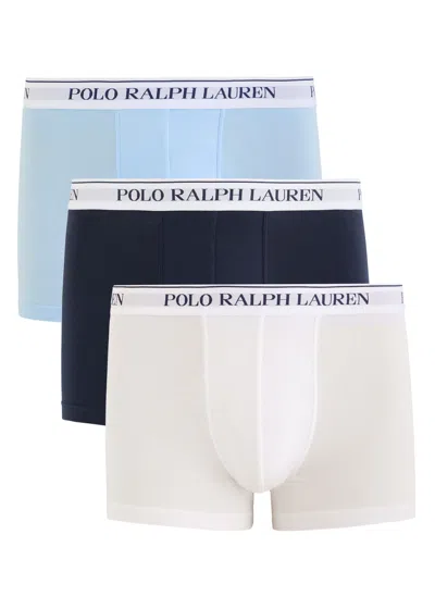 Polo Ralph Lauren Logo-jacquard Stretch-cotton Trunks In White And Blue