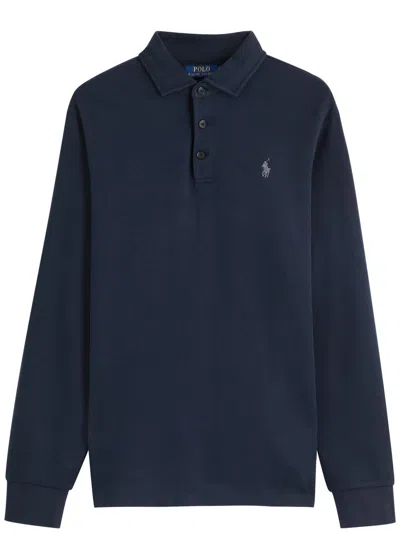 Polo Ralph Lauren Logo Jersey Polo Shirt In Navy