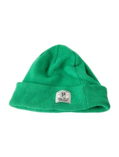 Pre-owned Polo Ralph Lauren Logo Knit Beanie In Green