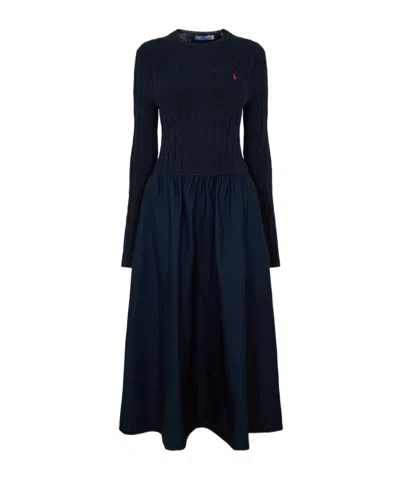 Polo Ralph Lauren Logo Knit Dress In Black