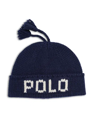 Polo Ralph Lauren Logo Knit Wool Beanie In Blue