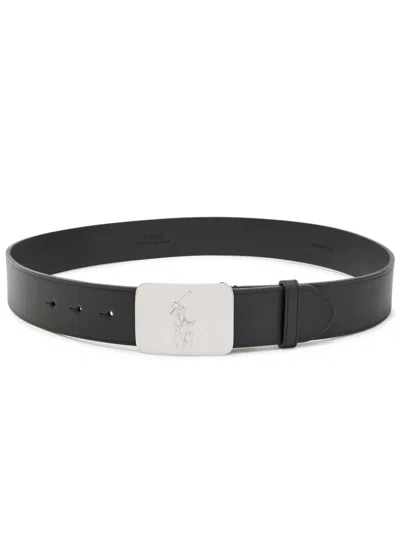 Polo Ralph Lauren Logo Leather Belt In Metallic