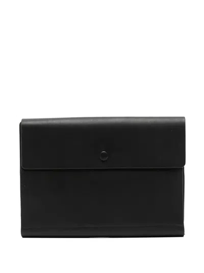 Polo Ralph Lauren Logo-lettering Leather Tech Case In Black