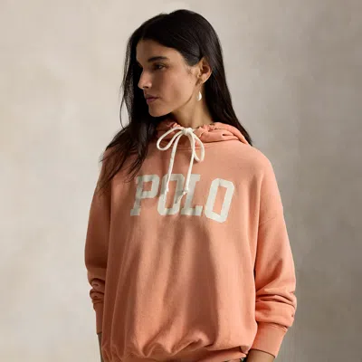 Logo Lightweight Fleece Hoodie In Pastel Coral In Pink from Ralph Lauren