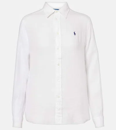 Polo Ralph Lauren Linen Look Shirt With Logo In White