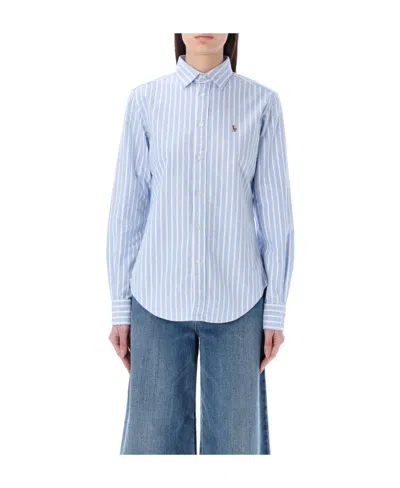 Polo Ralph Lauren Heidi Striped Cotton Poplin Shirt In Blue