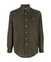 Polo Ralph Lauren Olive Green Cotton Shirt With Signature Polo Pony Motif In Brown