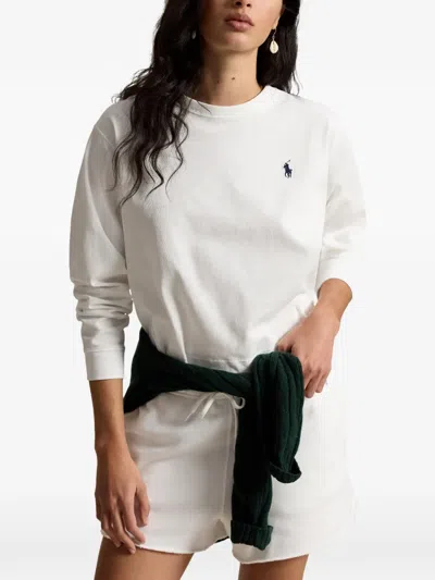 Polo Ralph Lauren Logo Long-sleeve T-shirt In White
