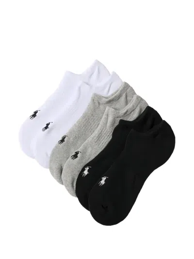 Polo Ralph Lauren Logo Low Socks (set Of Three) In White