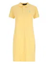 Polo Ralph Lauren Knee Length Dress With Polo Collar And Short Sleeves In Yellow