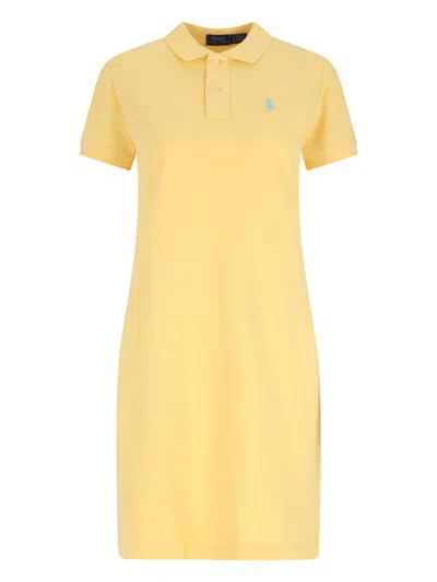 Polo Ralph Lauren Logo Mini Dress In Yellow