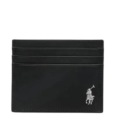 Polo Ralph Lauren Logo Motif Leather Card Case In Black