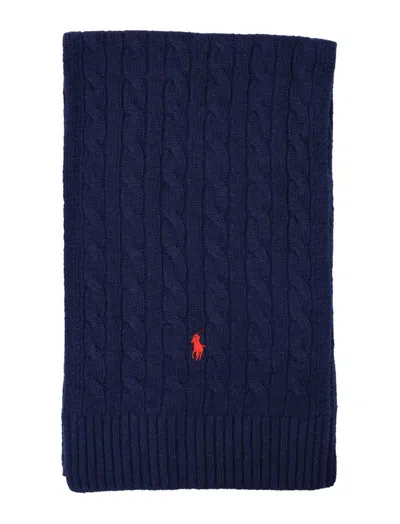 Polo Ralph Lauren Scarf Classic Wool Blend Accessories In Navy