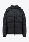 Polo Ralph Lauren Blue Down Jacket With Fixed Hood And Embroidered Pony Logo On Chest In Tech Fabric Man In Black
