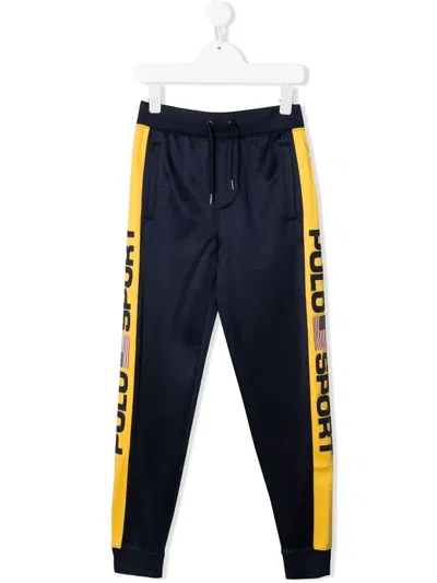 Polo Ralph Lauren Kids' Logo-panel Track Pants In Blue
