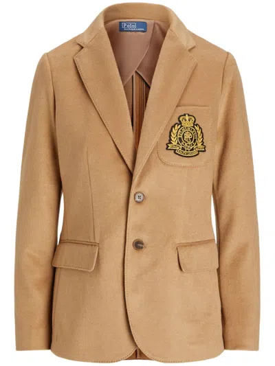 Polo Ralph Lauren Logo-patch Blazer In Neutrals