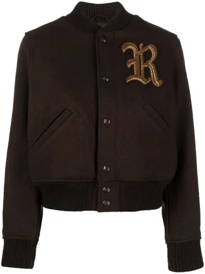 Polo Ralph Lauren Logo-patch Button-up Bomber Jacket In Brown
