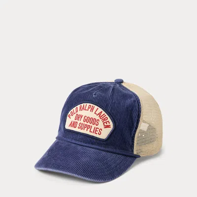 Polo Ralph Lauren Logo-patch Corduroy Trucker Cap In Blue