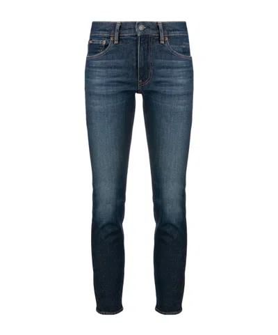 Polo Ralph Lauren Logo Patch Cropped Skinny Jeans In Blue