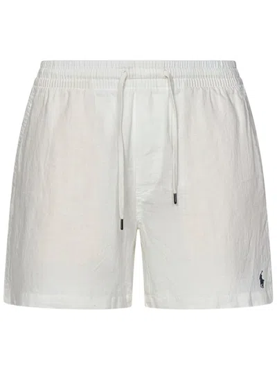 Polo Ralph Lauren Logo Patch Drawstring Shorts In White