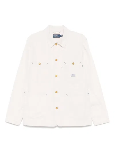 Polo Ralph Lauren Logo-patch Overshirt In Neutrals