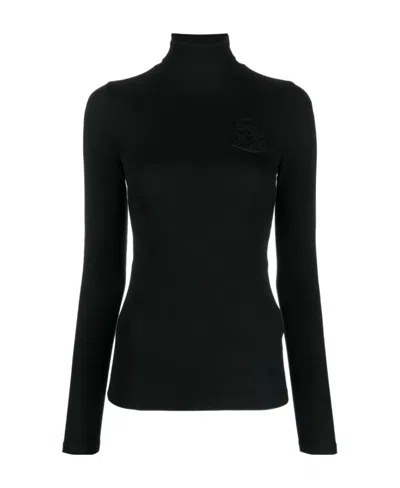 Polo Ralph Lauren Logo-patch Ribbed-knit Jumper In Black