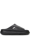 Polo Ralph Lauren Logo-patch Slides In Black