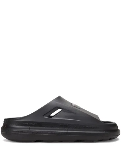 Polo Ralph Lauren Logo-patch Slides In Black