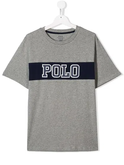 Polo Ralph Lauren Kids' Logo Patch T-shirt In Grey