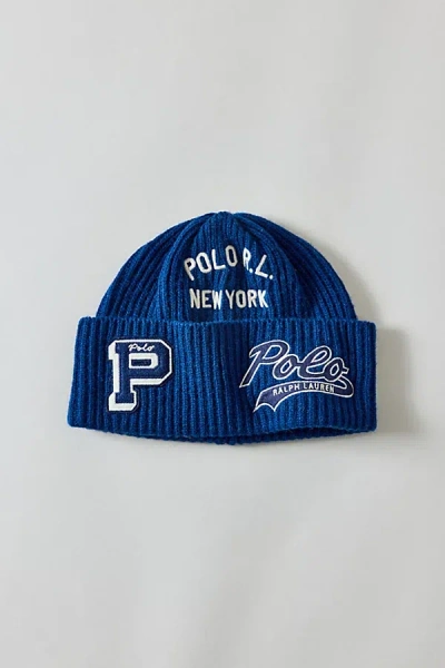 Polo Ralph Lauren Logo Patch Wool Blend Watch Cap Beanie In Rustic Navy, Men's At Urban Outfitters In Blue