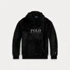 Polo Ralph Lauren Logo Pile Fleece Hoodie In Black