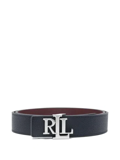Polo Ralph Lauren Logo-plaque Leather Belt In Blue