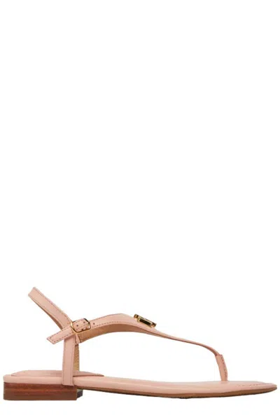 Polo Ralph Lauren Logo Plaque Thong Sandals In Pink