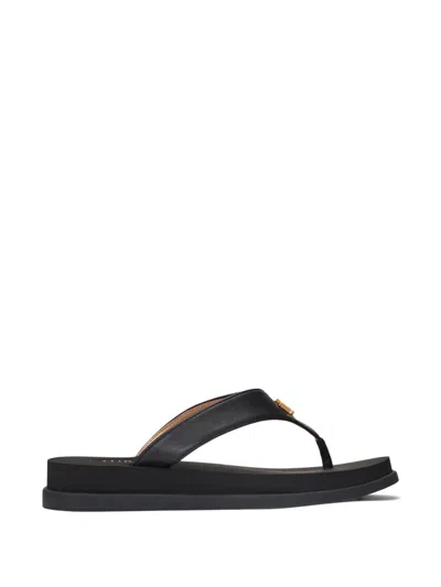 Polo Ralph Lauren Logo Platform Slides In Black