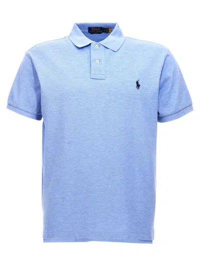 Polo Ralph Lauren Open-collar Cotton And Linen-blend Polo Shirt In Blue