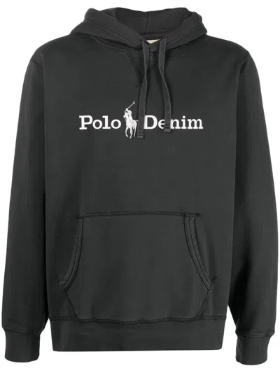 Polo Ralph Lauren Logo-print Drawstring Hoodie In Grau