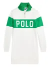 Polo Ralph Lauren Logo French Terry Quarter-zip Dress In 白色