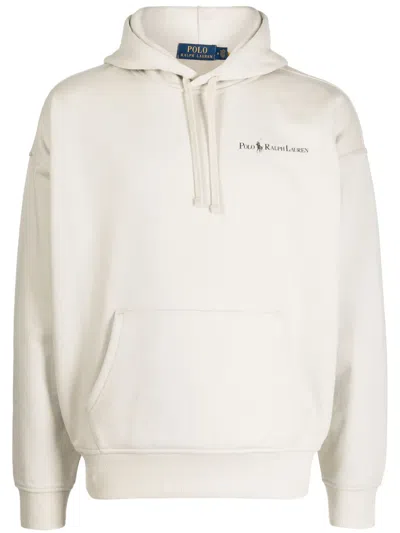 Polo Ralph Lauren Logo-print Drop-shoulder Hoodie In Neutrals