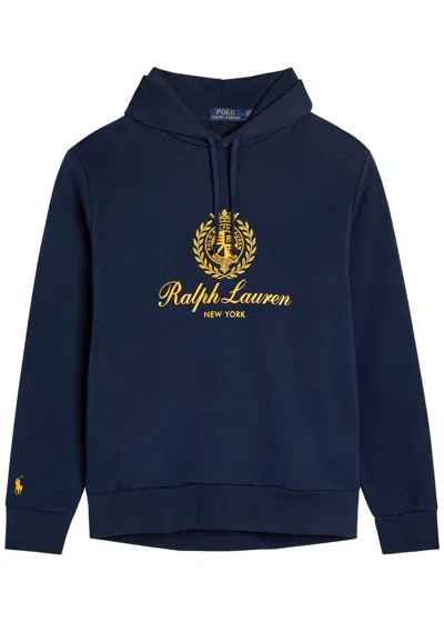 Polo Ralph Lauren Logo-print Hooded Cotton-blend Sweatshirt In Blue