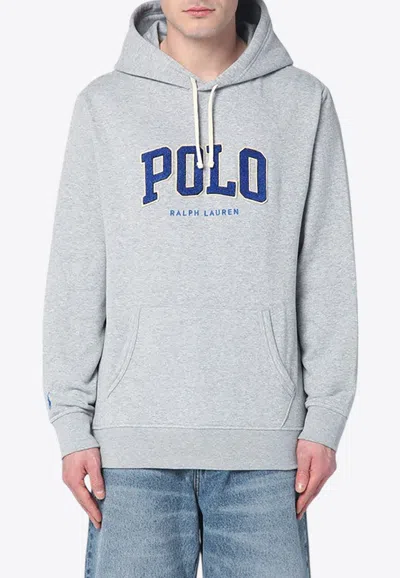 Polo Ralph Lauren Logo Print Hooded Sweatshirt In Gray