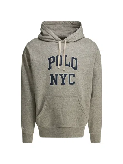 Polo Ralph Lauren Logo-printed Hooded Sweatshirt In Gray