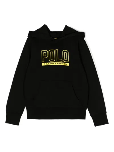 Polo Ralph Lauren Logo-print Jersey Hoodie In 黑色