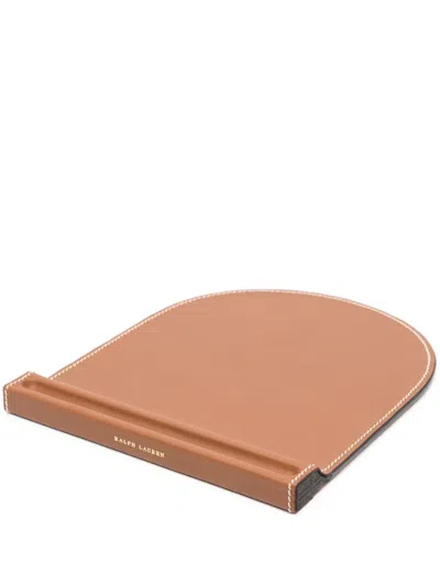 Polo Ralph Lauren Logo-print Leather Mouse Pad In Brown