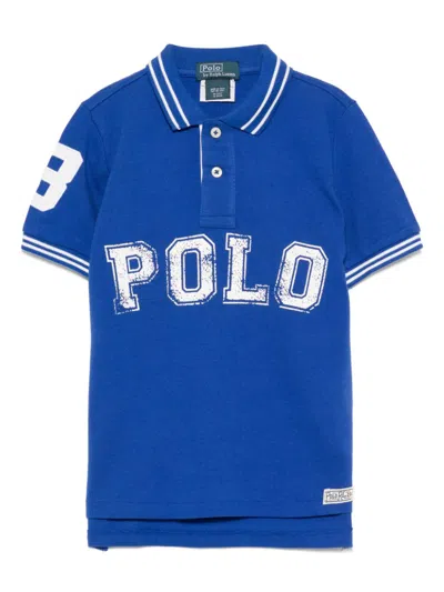 Polo Ralph Lauren Kids' Logo Print Polo Shirt In Blue