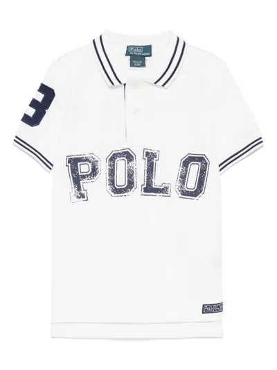 Polo Ralph Lauren Kids' Logo Print Polo Shirt In White