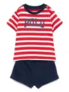 Polo Ralph Lauren Logo Jersey Tee & French Terry Short Set In Red